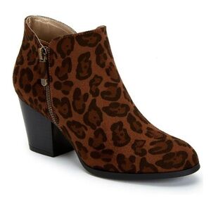 Style & Co. Women's Brown Leopard Print Suede Ankle Boot NWT